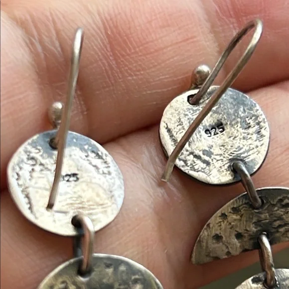 🖤NWOT🔺Moon Phase Moonstone Drop Earrings Sterling Silver - Picture 9 of 12